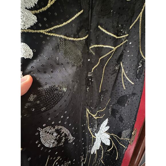 Belle Badgley Mischka Dress Gown Size 14 Black Sequin Wedding Formal Cocktail - Picture 5 of 14